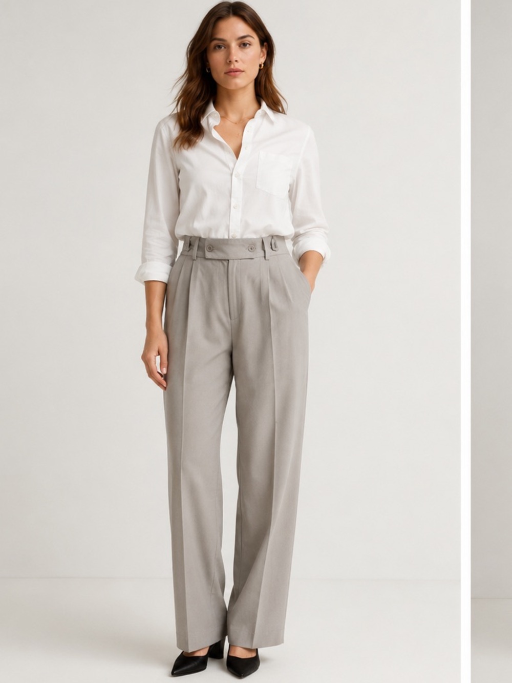 Emma James Women’s Pleated 90’s Relaxed Minimalist Old Money Dress Pants Size 8